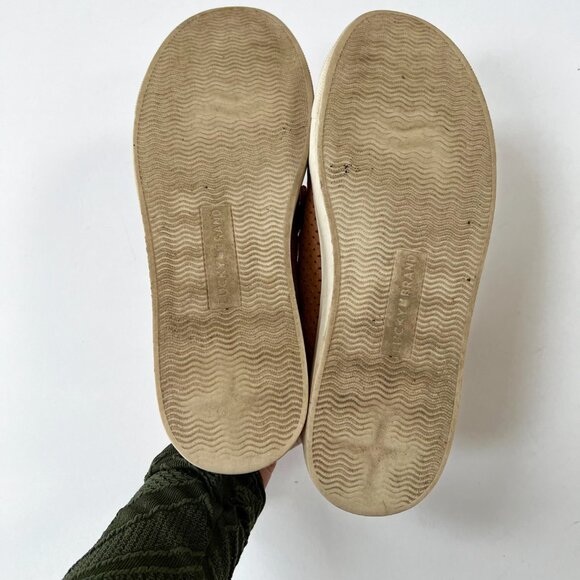 Lucky Brand Tan Perforated Leather Round Toe Sneakers - Picture 11 of 14
